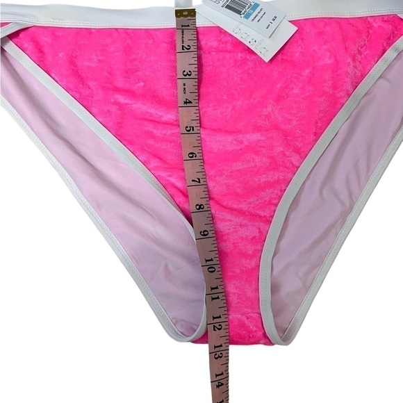 BASTA Crushed Florescent Pink Velvet High Leg Swim Bottoms - Picture 2 of 6